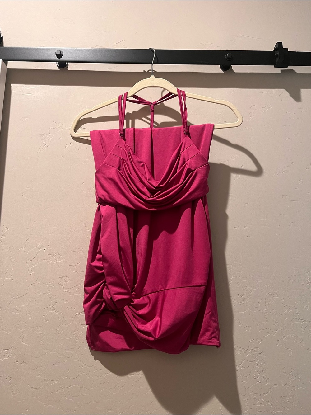Women’s Pink Draped Stretch Cocktail Dress
